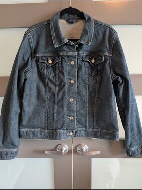Lands' End Dark Wash Denim Jean Jacket Size L